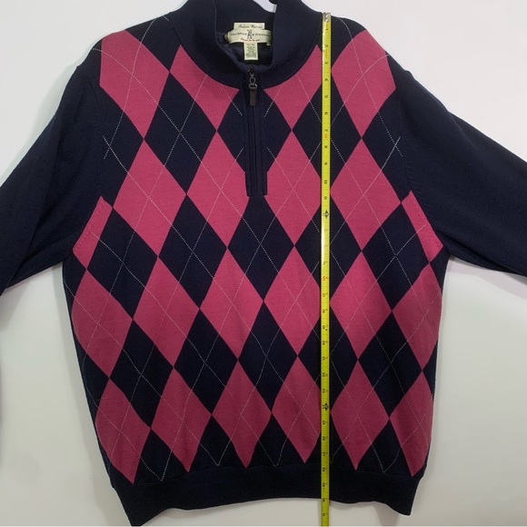 Fairway & Greene Italian Merino Wool Argyle Pattern Long Sleeve 1/4 Zip Men’s XL - Picture 7 of 7